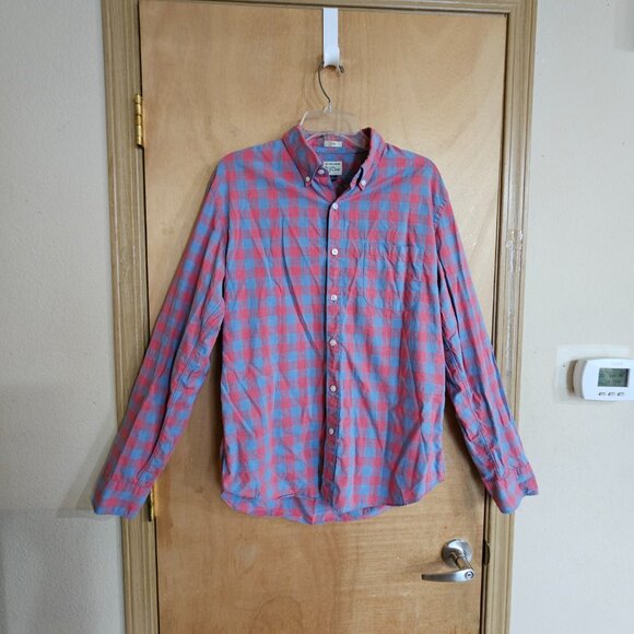J Crew Slim Shirt L Long Sleeve Check Red Blue - Picture 1 of 10